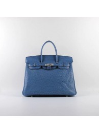 2015 Hermes new models ostrich pattern 6089 dark blue silver chain JH01862pT90