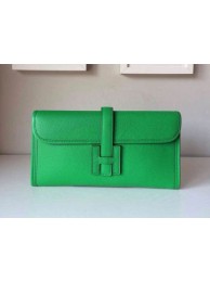 AAA 1:1 2015 hermes epsom leather jige elan long clutch bag green 509058 JH01873Bu52