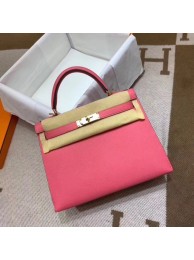AAA 1:1 Hermes Kelly 28cm Shoulder Bags Epsom Leather KL28 pink JH01413RI87