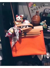 AAA 1:1 Hermes original canvas&calfskin leather herbag H45987 orange with brown JH01597WE81