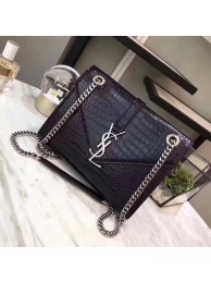AAA 1:1 YSL monogram satchel crocodile leather Shoulder Bag 2824 black JH08150Pp71