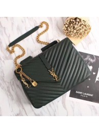 AAA 1:1 Yves Saint Laurent Monogramme Calf leather Shoulder Bag 26612 Blackish green Gold chain JH08133Bu52