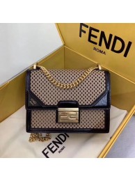 AAA Copy Fendi KAN U SMALL leather mini-bag 8BT312 black&apricot JH08565JY49