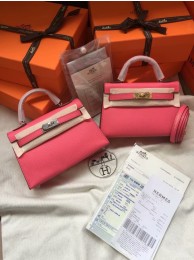 AAA Hermes Kelly 19cm Shoulder Bags Epsom Leather KL19 rose JH01166SV29