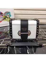 AAA Prada Cahier studded leather bag 1BD045-1 white&black JH05486bB27