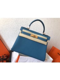AAA Replica Hermes original Togo leather kelly bag KL320 sky blue JH01392UG71