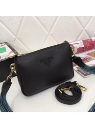 AAA Replica Prada leather shoulder bag 66136 black JH05292UG71