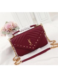 AAA SAINT LAURENT Monogram college small quilted leather satchel 26603 Burgendy JH08092im52