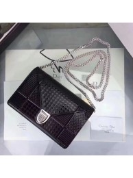 AAAAA DIORAMA WALLET ON CHAIN CLUTCH METALLIC CALFSKIN WITH MICRO-CANNAGE MOTIF S0328 black JH07470DU34