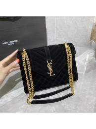 AAAAA Knockoff YSL ENVELOPPE MEDIUM BAG IN MIX MATELASSE GRAIN DE POUDRE EMBOSSED IN SUEDE Y487206 black JH07738qN39