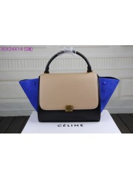 Best Celine Trapeze Bag Original Leather3342-1 apricot&black&brilliant blue JH06499CF36