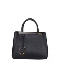 Best Fendi 2Jours Saffiiano Leather Tote Bag 8BM2601 Black JH08602Yd28
