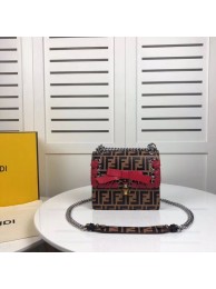 Best Fendi KAN I F Brown leather bag 8HF823 brown JH08667zE83