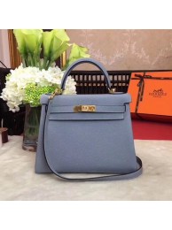 Best Hermes Kelly KY32 Tote Bag togo original Leather Light blue Gold hardware JH01636hW68