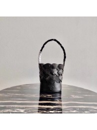 Best Prada Original Leather Woven Pattern Bucket Bag 1BG049 black JH04946hW68