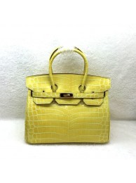 Best Quality Hermes Birkin 25CM Tote Bag Croco Leather H8096 Yellow JH01660gQ55