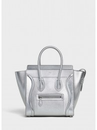 Best Replica CELINE MICRO LUGGAGE HANDBAG IN LAMINATED LAMBSKIN 189793 SILVER JH05971bO12
