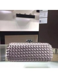 Bottega Veneta Japanese Silk ribbon Clutch 0313 light gray JH09352VZ14