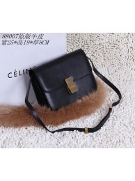Celine Classic Box Small Flap Bag Calfskin 88007 Black JH06386gB51