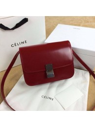 Celine Classic Box Small Flap Bag Smooth Leather 11042 Dark Red JH06377vp28