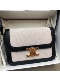 CELINE LARGE TRIOMPHE BAG IN TEXTILE AND NATURAL CALFSKIN 18887 black JH05966nr44