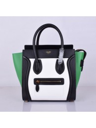 Celine Luggage Micro Boston Bag Original Leather 8802-3 Black&White&Green JH06323DY28