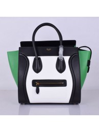 Celine Luggage Tote Bag Original Leather 8802-2 Black&White&Green JH06326SL88