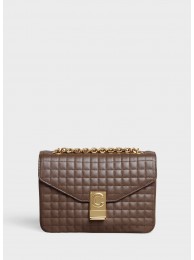 CELINE MEDIUM C BAG IN BICOLOUR QUILTED CALFSKIN CL87253 Khaki JH05996Xy49