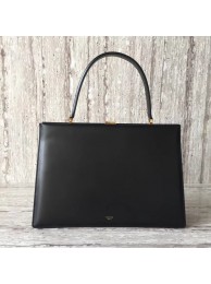 CELINE MEDIUM CLASP HANDBAG IN BOX CALFSKIN WITH PATINA 180923 BLACK JH06080ZL98