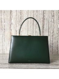 CELINE MEDIUM CLASP HANDBAG IN BOX CALFSKIN WITH PATINA 180923 Blackish green JH06072yn71