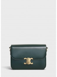 CELINE MEDIUM TRIOMPHE BAG IN SHINY CALFSKIN CL87363 GREEN JH05999Vu52