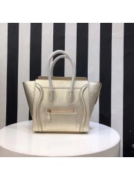 CELINE MICRO LUGGAGE HANDBAG IN LAMINATED LAMBSKIN 167793-26 gold JH05869qO84