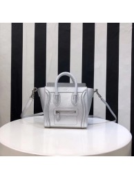 CELINE NANO LUGGAGE BAG IN LAMINATED LAMBSKIN 189244-26 silver JH05870Hu22