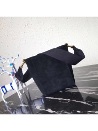 Celine Seau Sangle Original Suede Leather Shoulder Bag 3370 black JH06134OG45