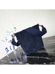 Celine Seau Sangle Original Suede Leather Shoulder Bag 3370 dark blue JH06132eT55