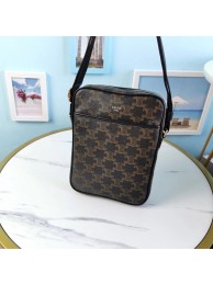 Celine SMALL CAMERA BAG IN TRIOMPHE CANVAS CL90713 black JH05819aP53