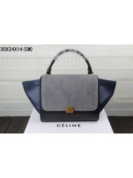 Celine Trapeze Bag Original Leather 3342-1 gray&black&dark blue JH06506bz77