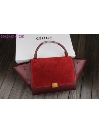 Celine Trapeze Bag Original Leather 3342-1 purplish red JH06498gt51