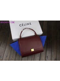 Celine Trapeze Bag Original Leather 3342 burgundy&royal blue JH06445Jy64