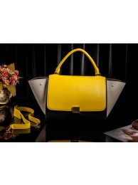 Celine Trapeze Bag Original Leather 3342 Yellow&Black&OffWhite JH06357iZ32