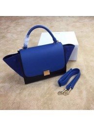 Celine Trapeze Bag Original Nubuck Leather 3345 Royal Blue&Black JH06335Ea63