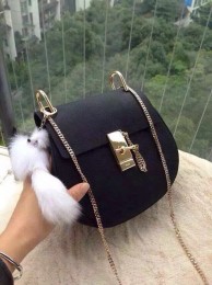 Chloe Drew Shoulder Bags Calfskin Leather 3369 Black JH08936jI43