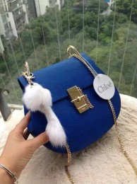 Chloe Drew Shoulder Bags Calfskin Leather 3369 Blue JH08932Iw51
