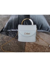 Chloe Small Aby Lock Chain Bag in Embossed Lizard Effect on Calfskin & Goatskin 3S035 Light Blue JH08856GL26