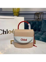 Chloe Small Aby Lock Chain Bag in Embossed Lizard Effect on Calfskin & Goatskin 3S035 White JH08857nV16