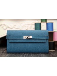Copy 2015 Hermes kelly wallet new model 051300 blue JH01792Ea94