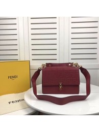Copy Best FENDI Kan I Leather Shoulder Bag F9235 red JH08705Xd42