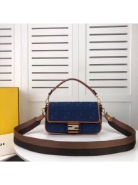 Copy Best Quality Fendi BAGUETTE LARGE Blue denim bag F0386 blue JH08513kr31