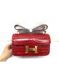 Copy Best Quality Hermes Constance Bag Croco Leather 3327 BUrgundy JH01663kr31