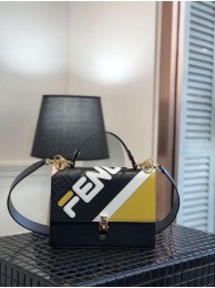 Copy FENDI Kan I Leather Shoulder Bag 8BT283B black JH08642Ea94